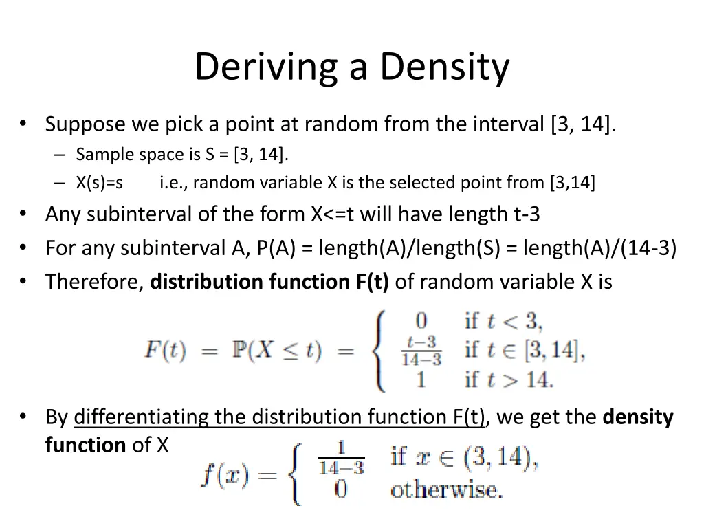 deriving a density