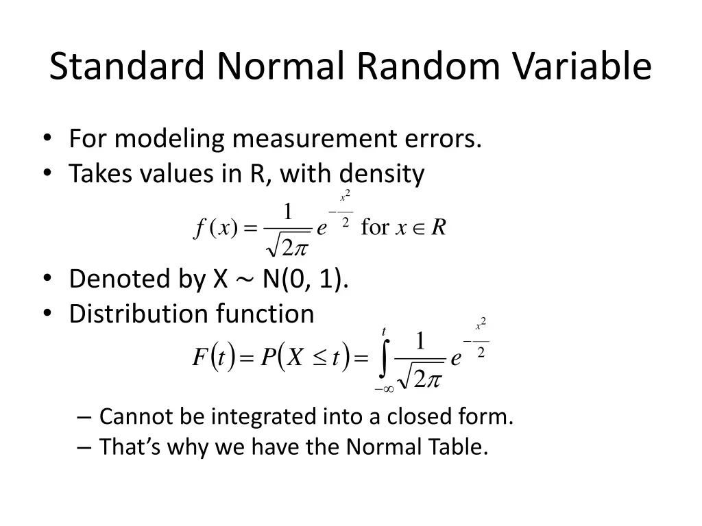 standard normal random variable