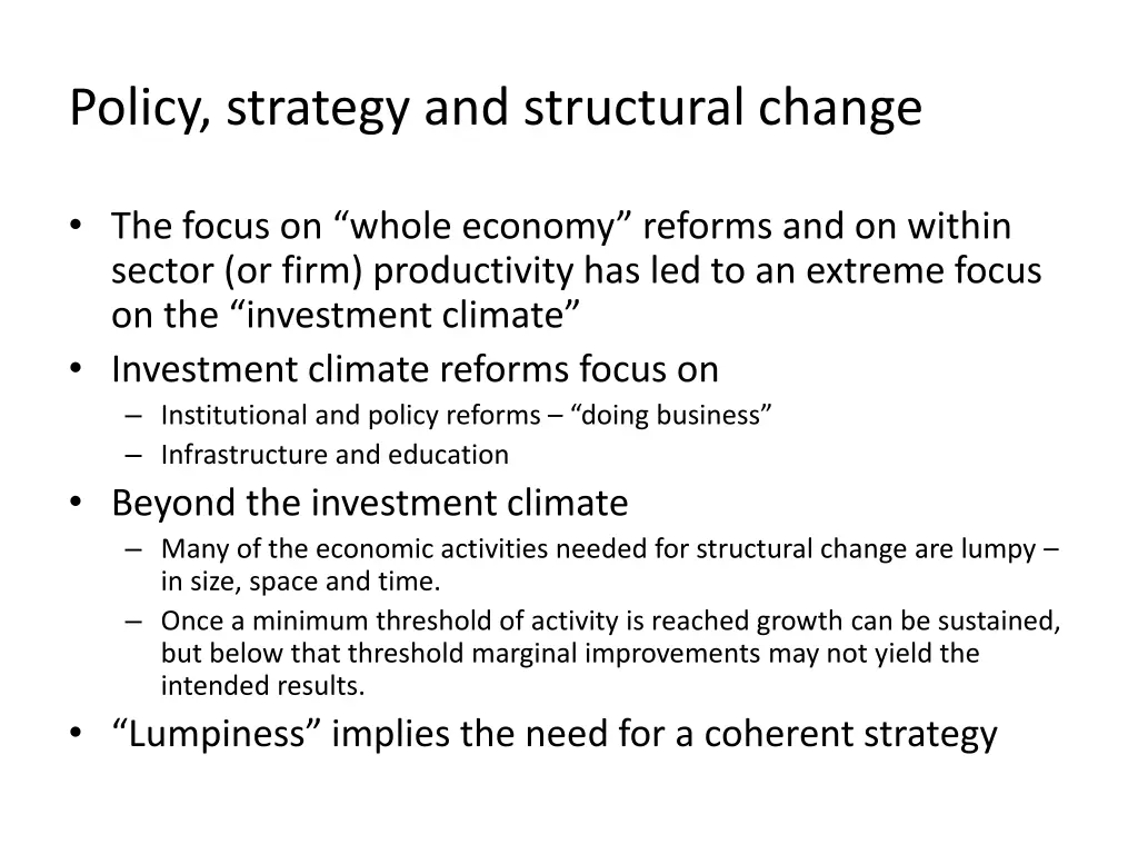 policy strategy and structural change