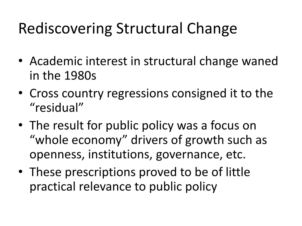 rediscovering structural change 1