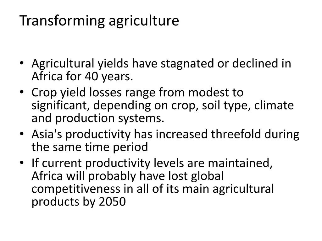 transforming agriculture