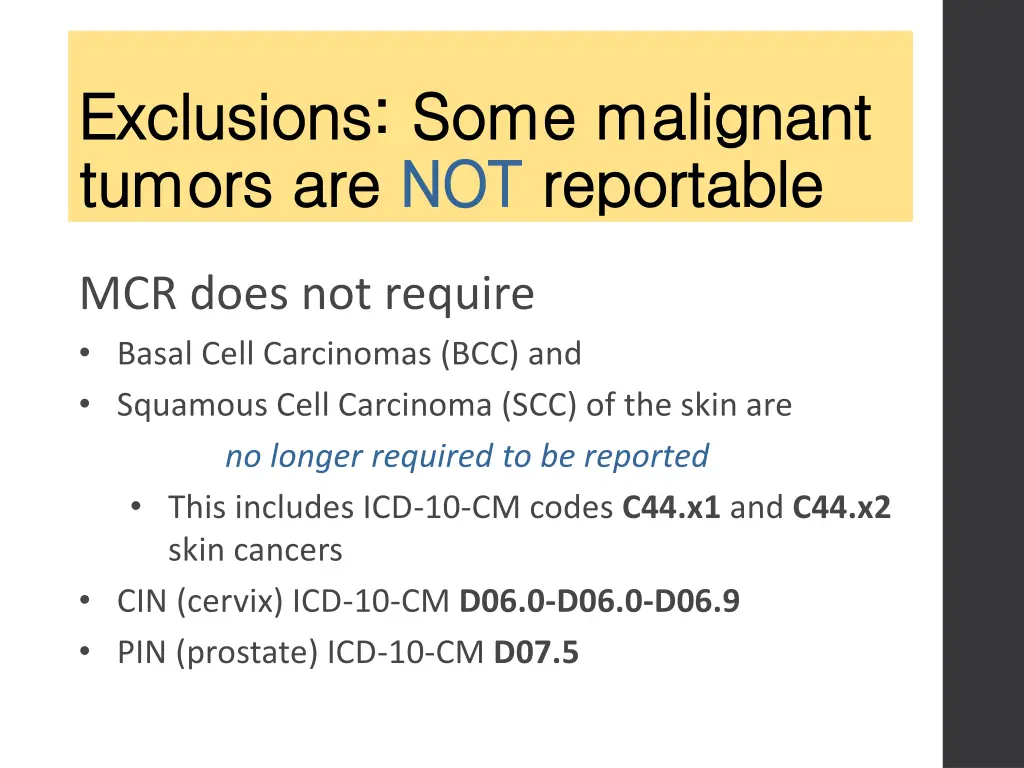exclusions some malignant exclusions some