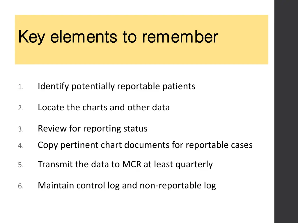 key elements to remember key elements to remember
