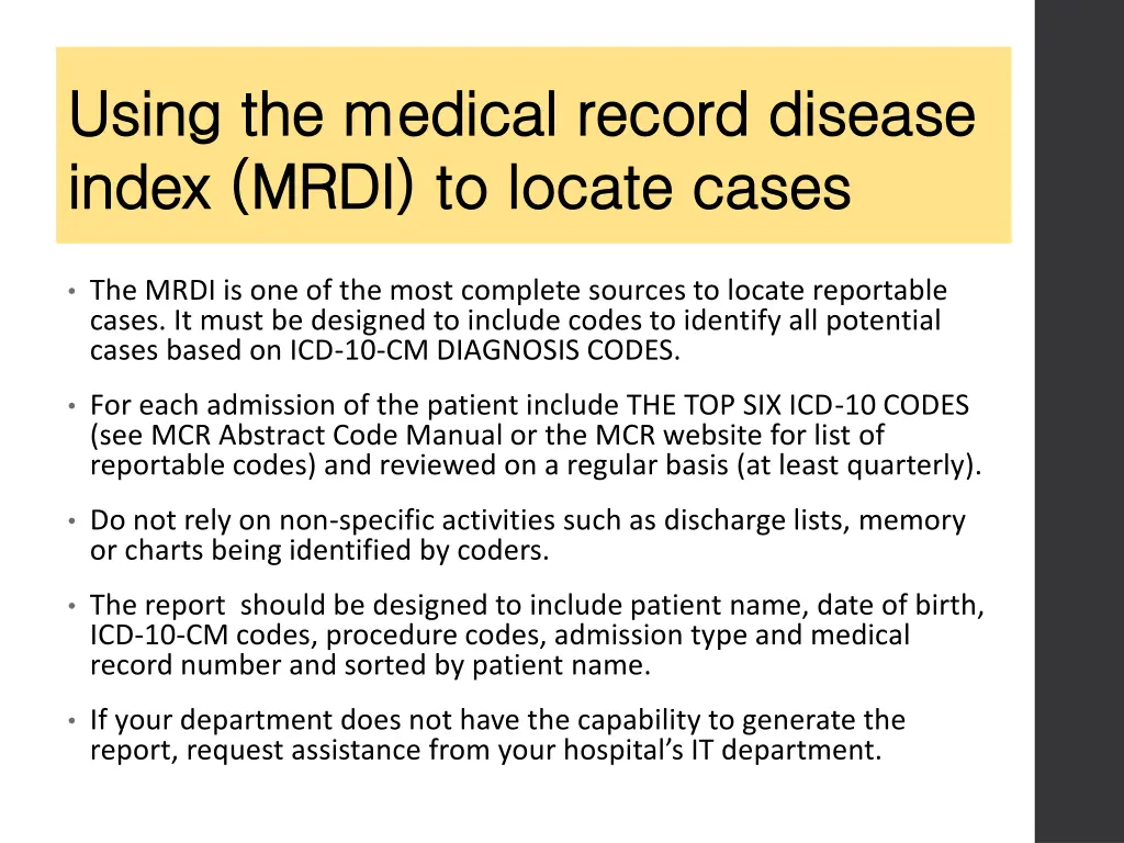 using the medical record disease using