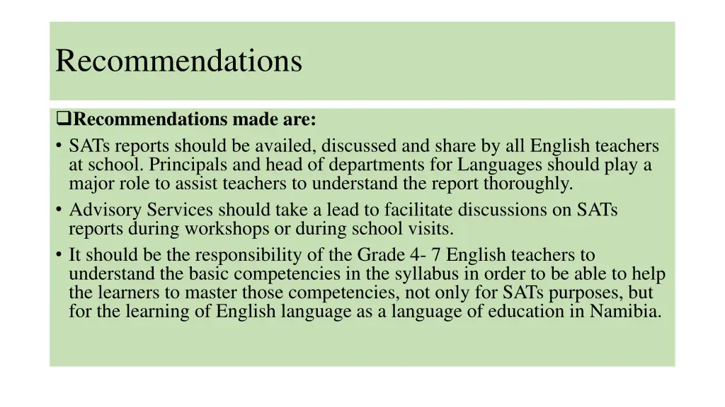 recommendations