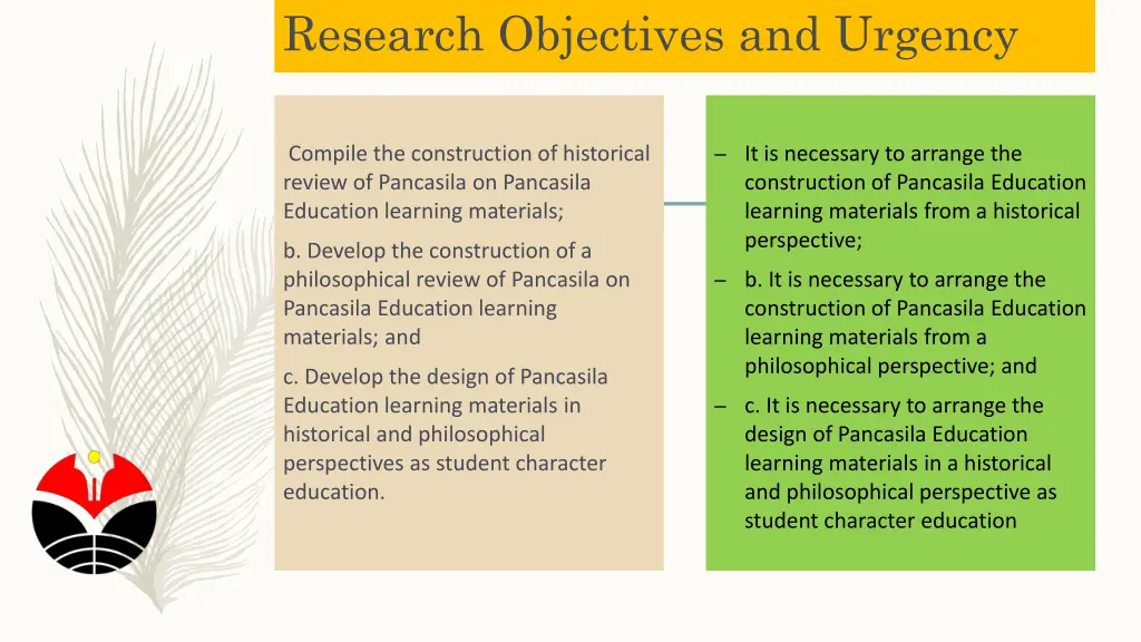 research objectives and urgency