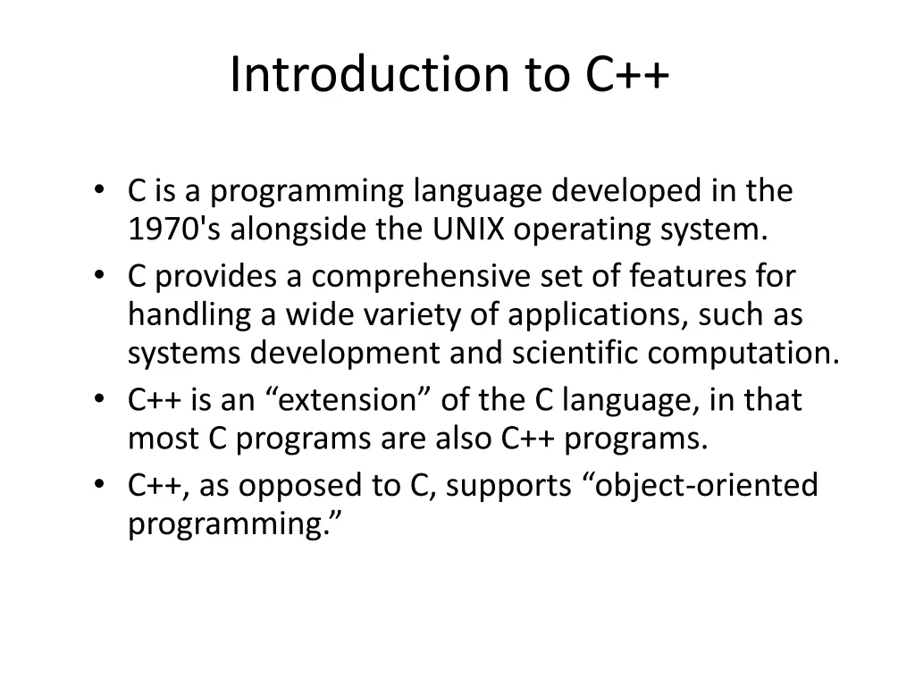 introduction to c
