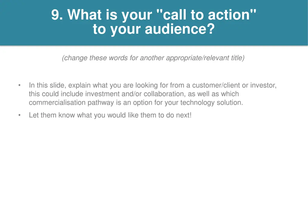 9 what is your call to action to your audience