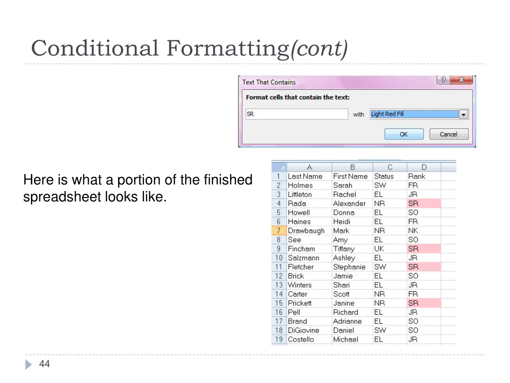 conditional formatting cont