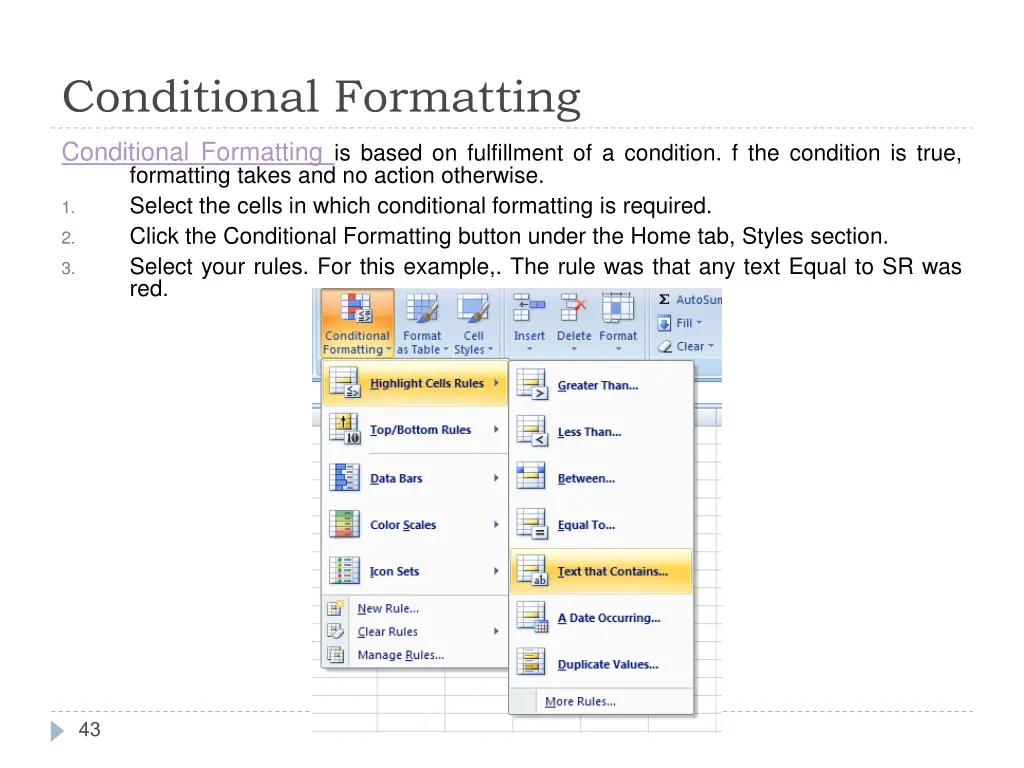 conditional formatting