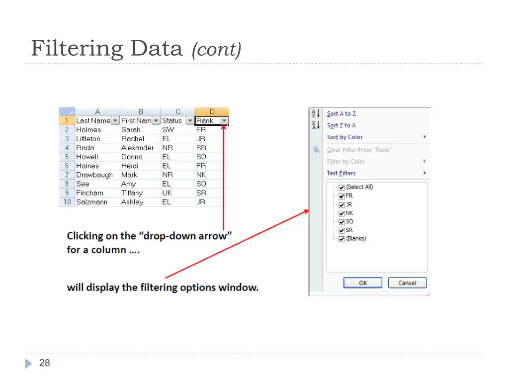 filtering data cont