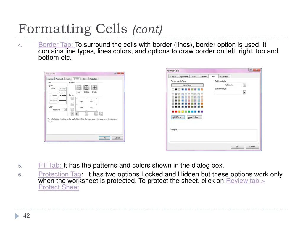 formatting cells cont 1