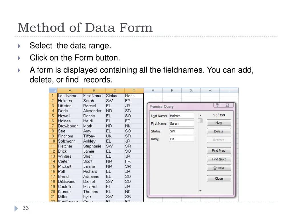 method of data form
