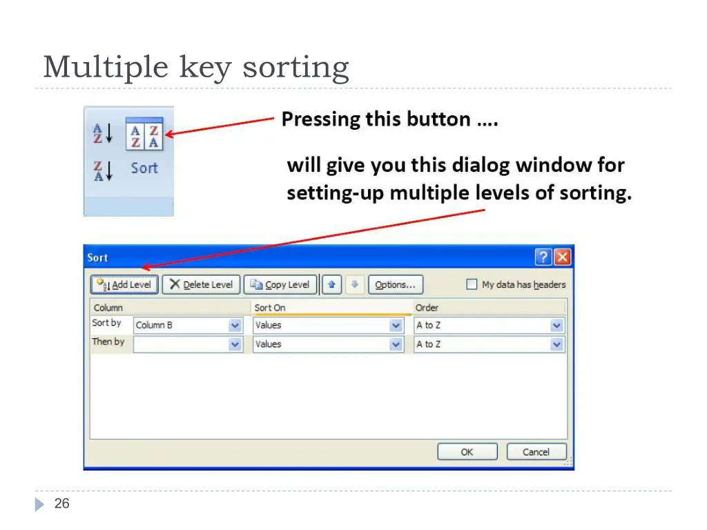 multiple key sorting