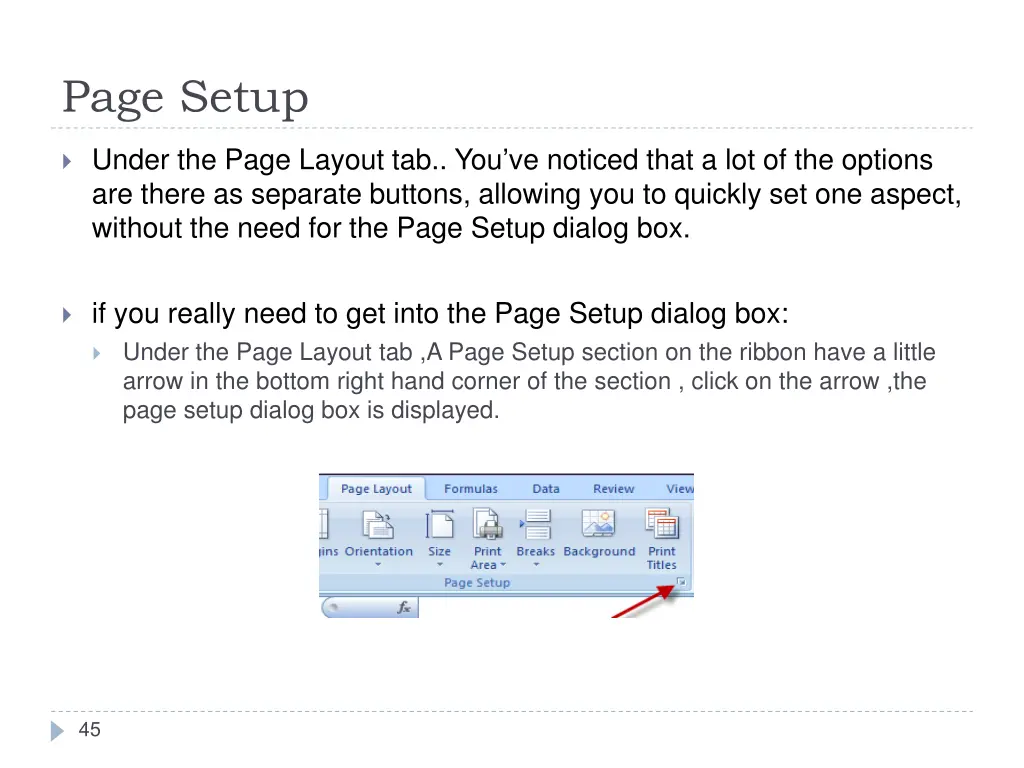 page setup