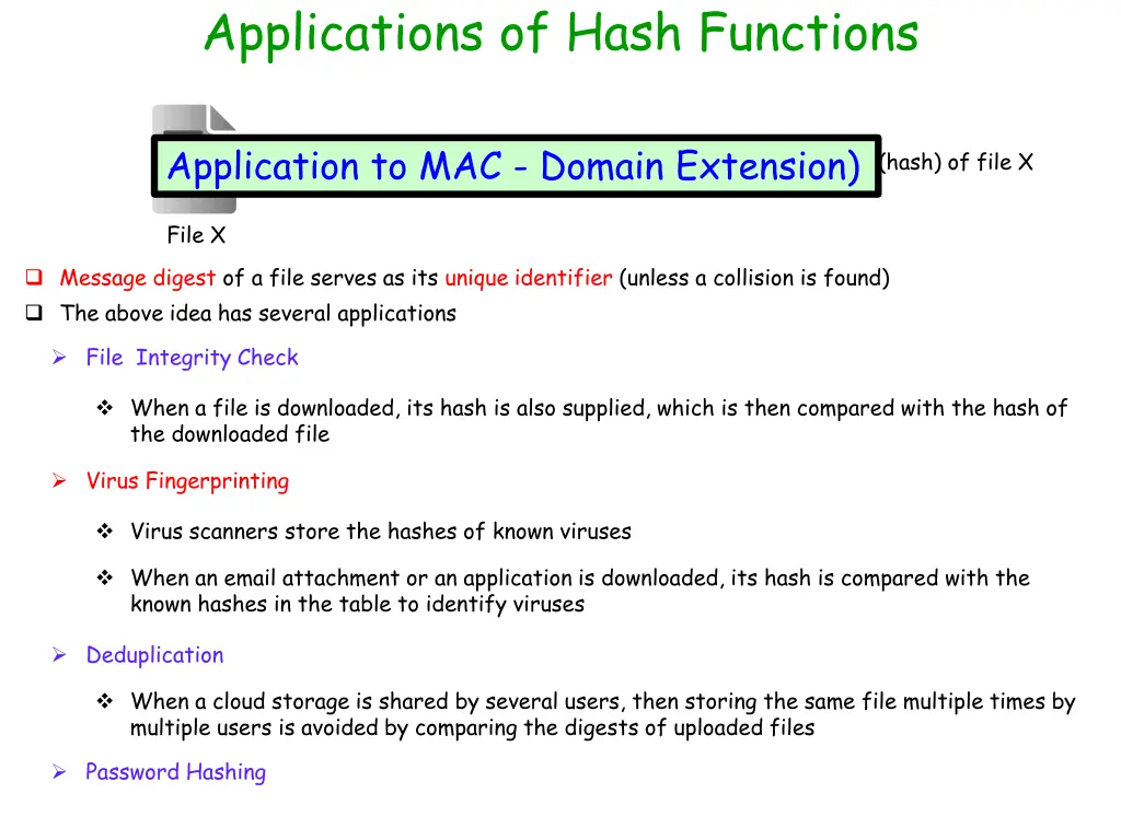 applications of hash functions