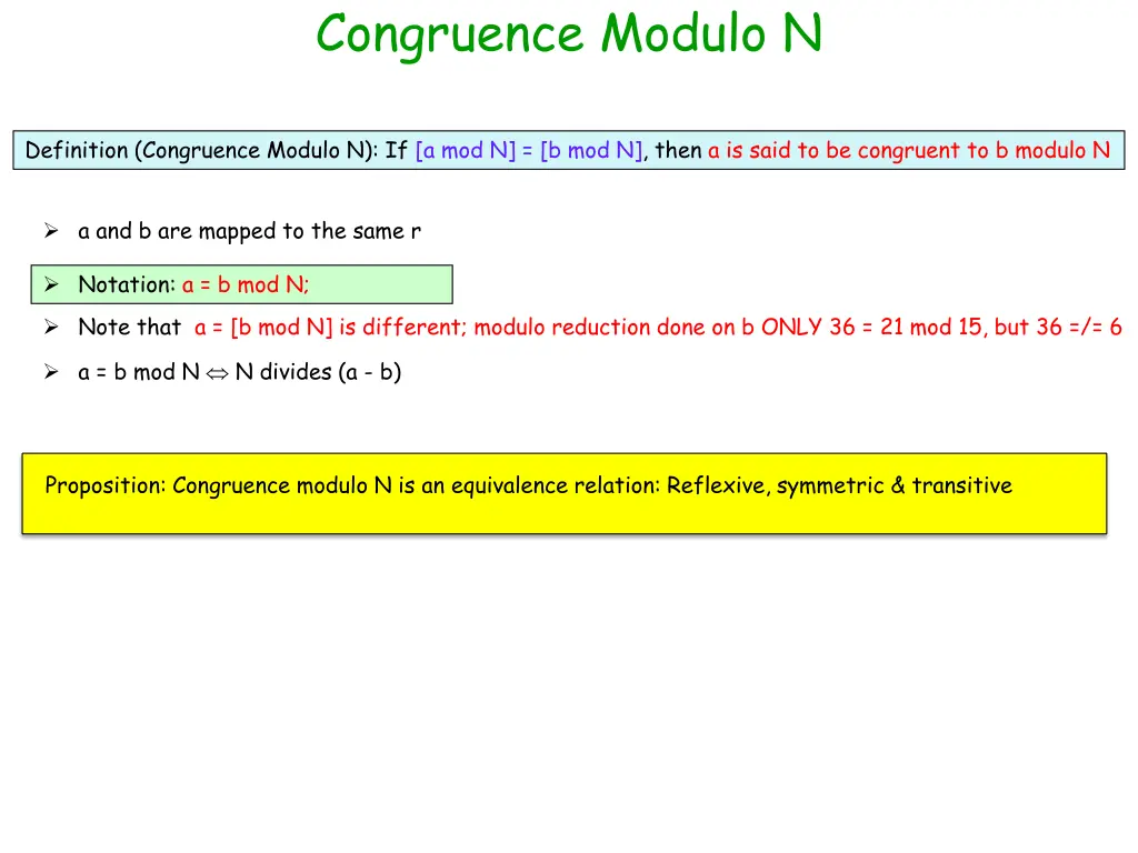 congruence modulo n