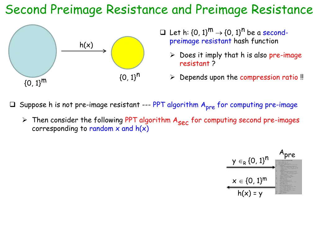 second preimage resistance and preimage resistance