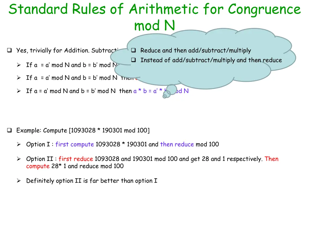 standard rules of arithmetic for congruence mod n