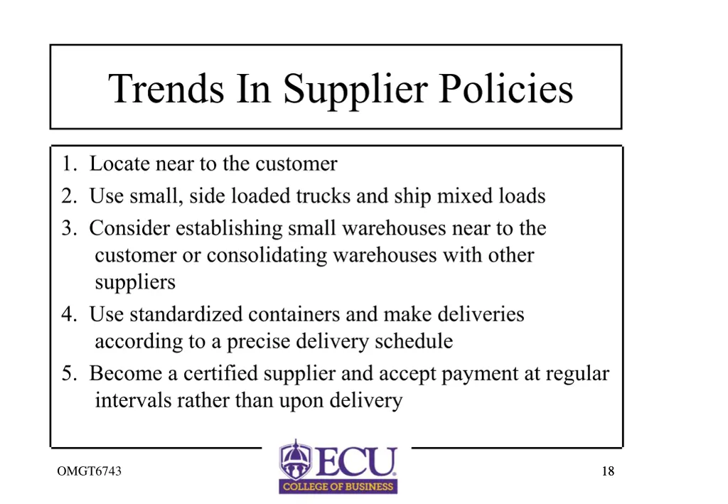 trends in supplier policies