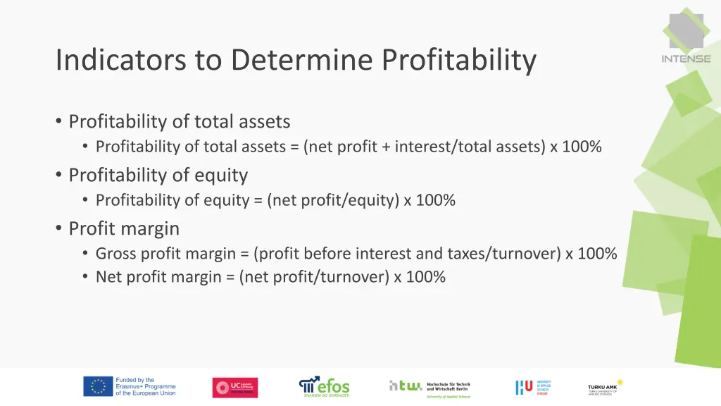 indicators to determine profitability