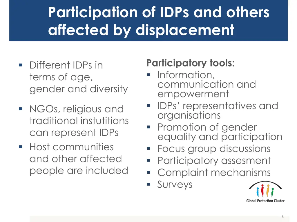 participation of idps and others affected