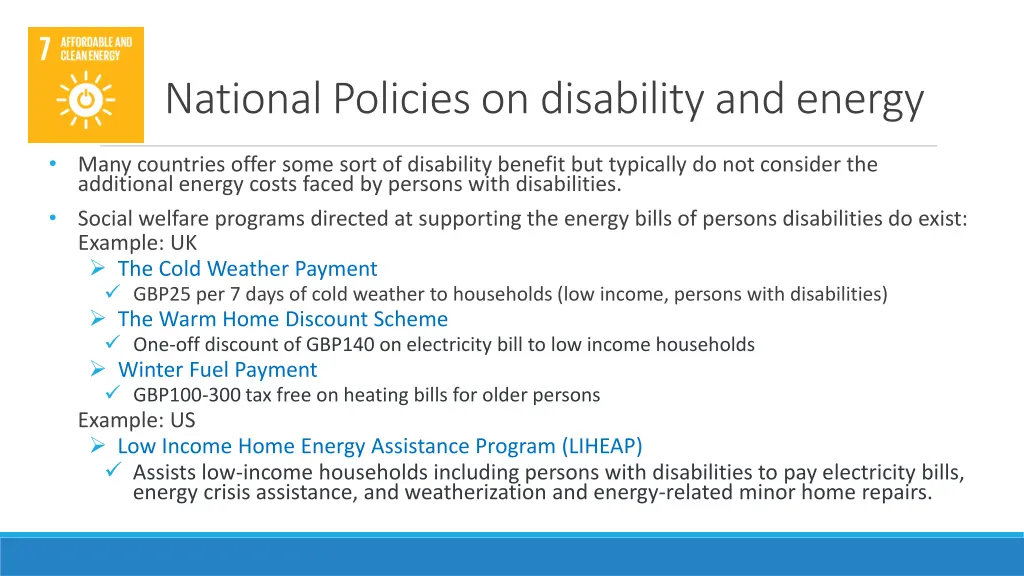 national policies on disability and energy