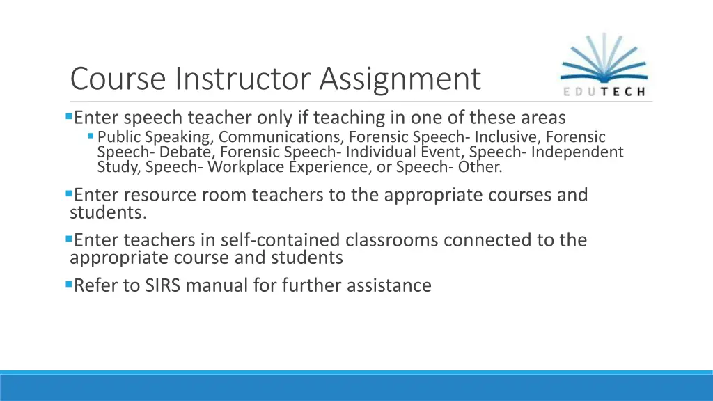 course instructor assignment enter speech teacher