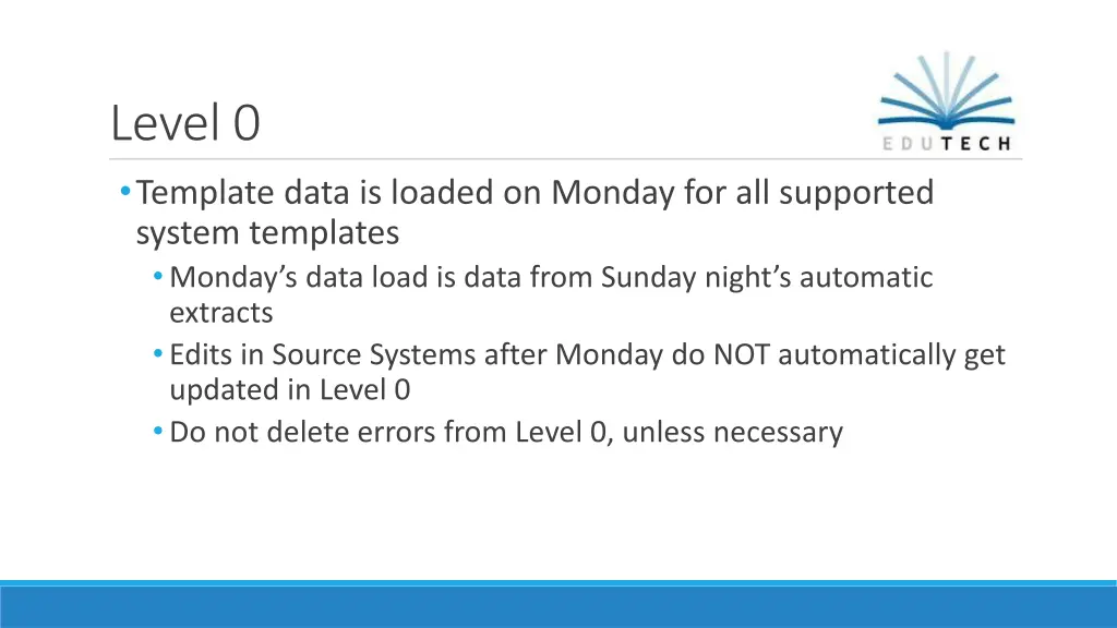 level 0 template data is loaded on monday
