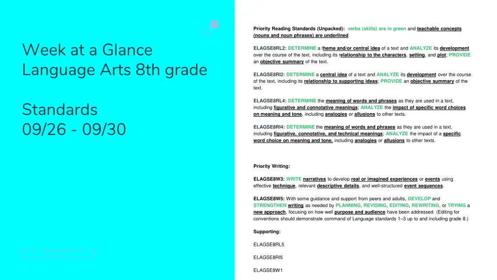 priority reading standards unpacked verbs skills