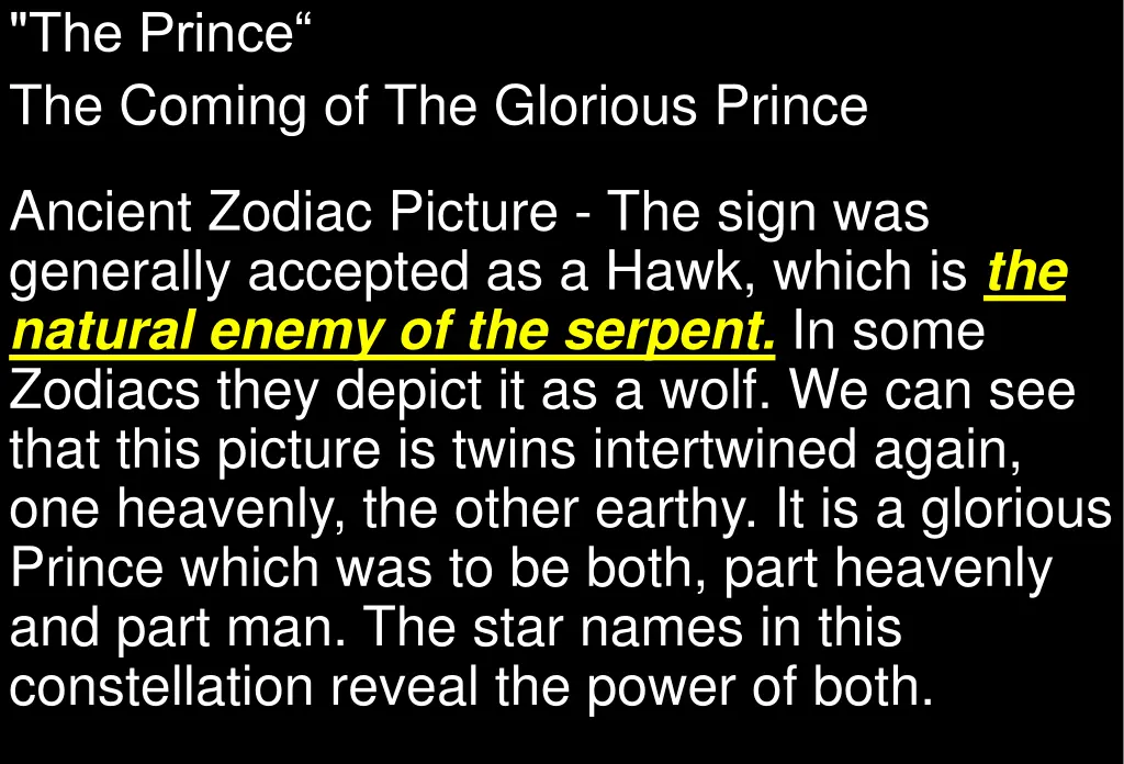 the prince the coming of the glorious prince