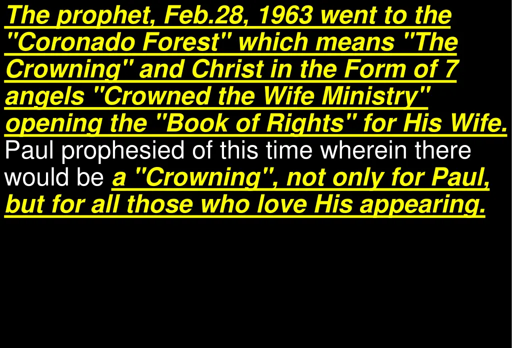 the prophet feb 28 1963 went to the coronado