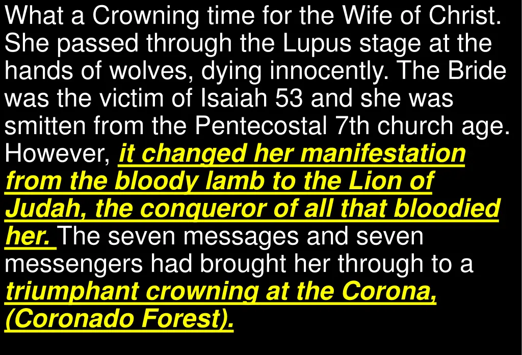 what a crowning time for the wife of christ