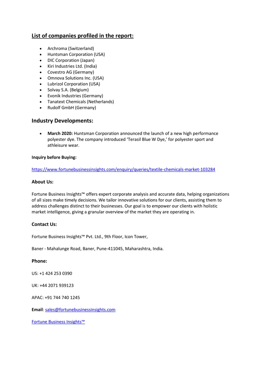 list of companies profiled in the report