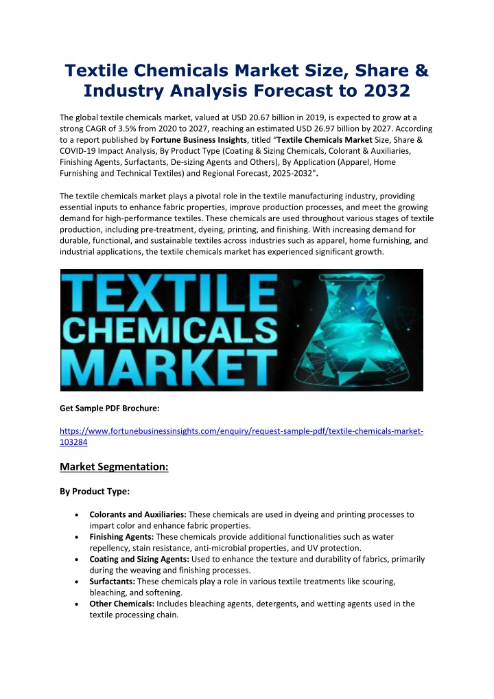 textile chemicals market size share industry