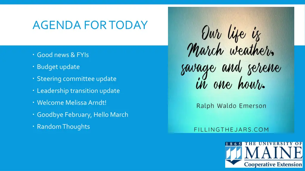 agenda for today
