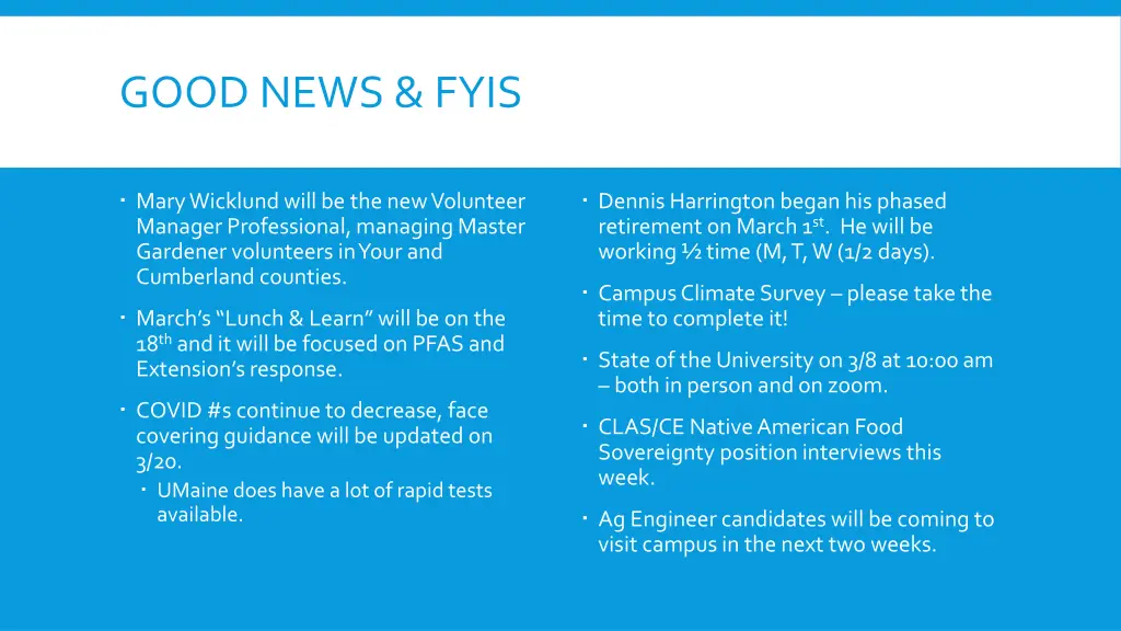 good news fyis