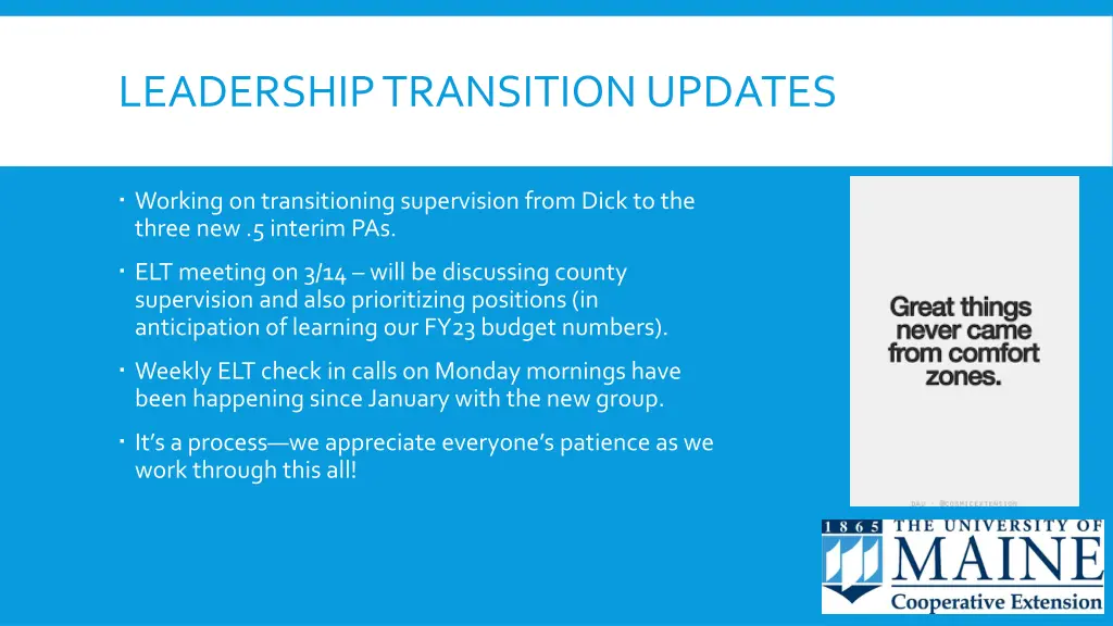 leadership transition updates