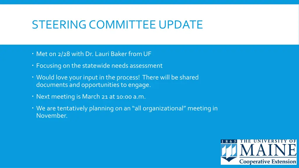 steering committee update
