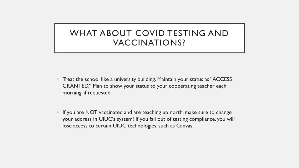 what about covid testing and vaccinations