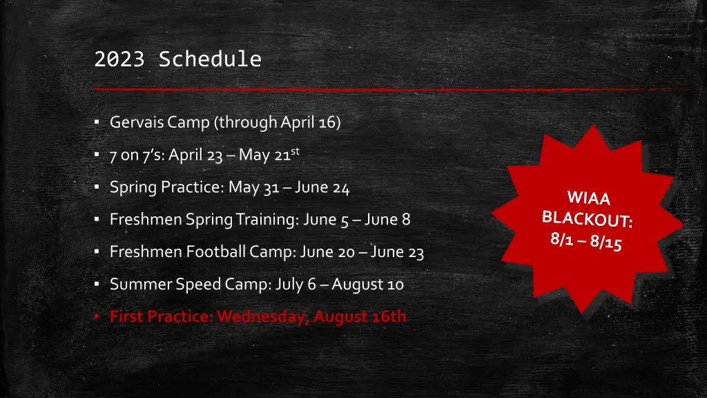 2023 schedule