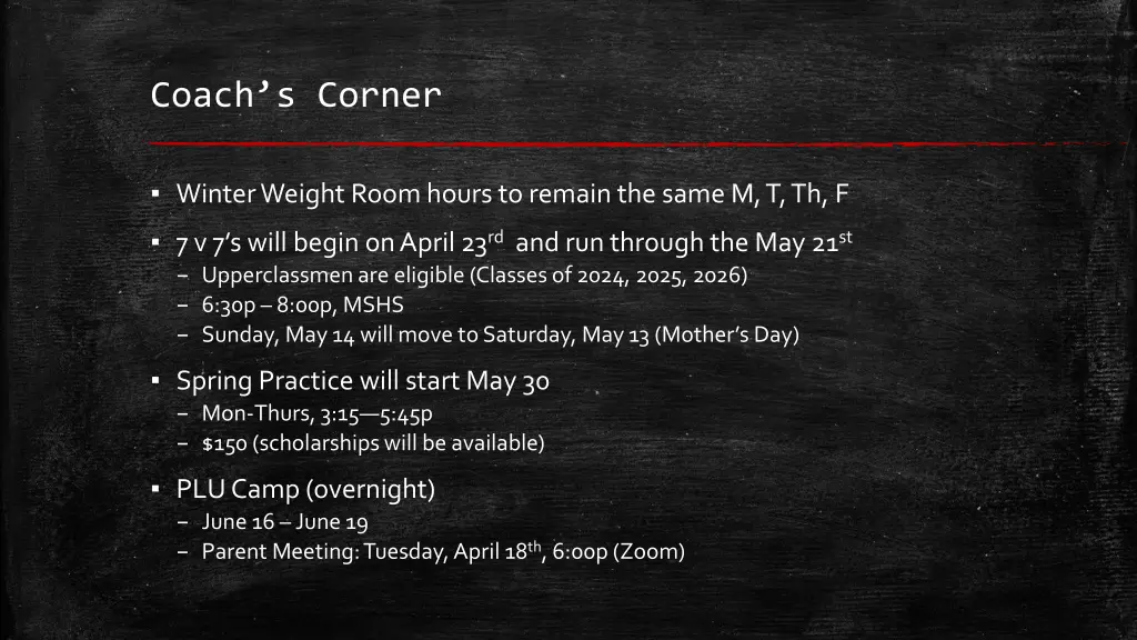 coach s corner