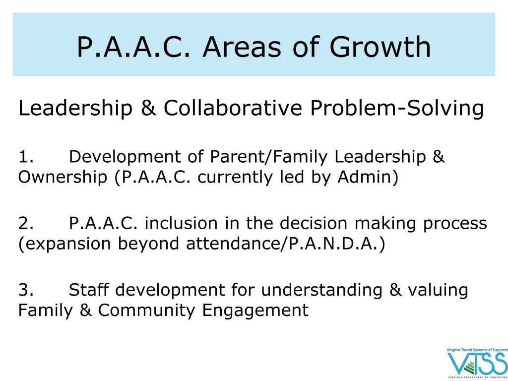 p a a c areas of growth