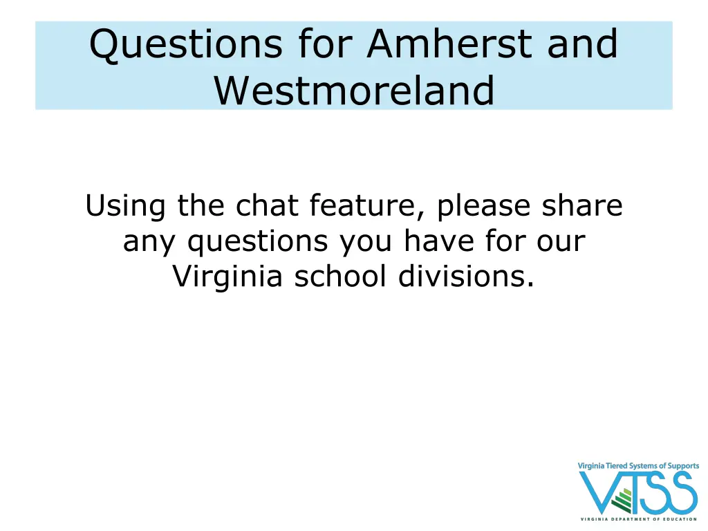 questions for amherst and westmoreland
