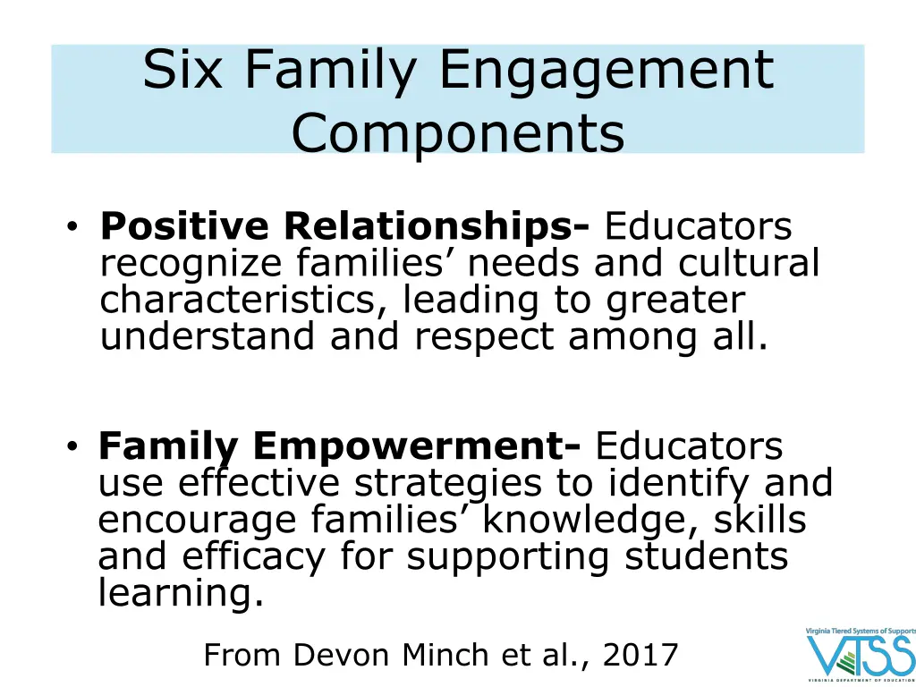 six family engagement components