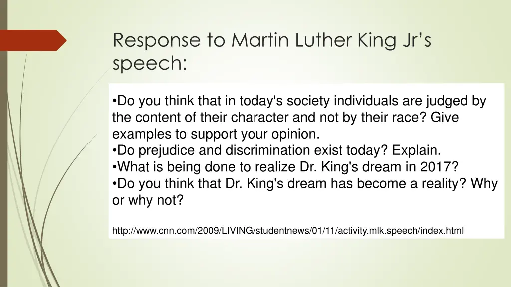 response to martin luther king jr s speech