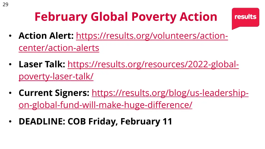 action alert https results org volunteers action