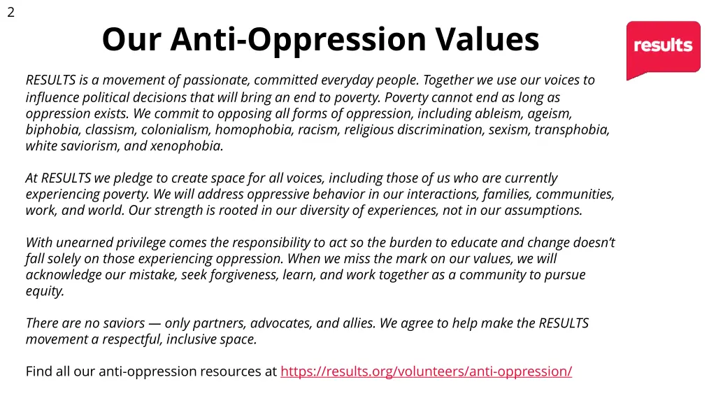 our anti oppression values