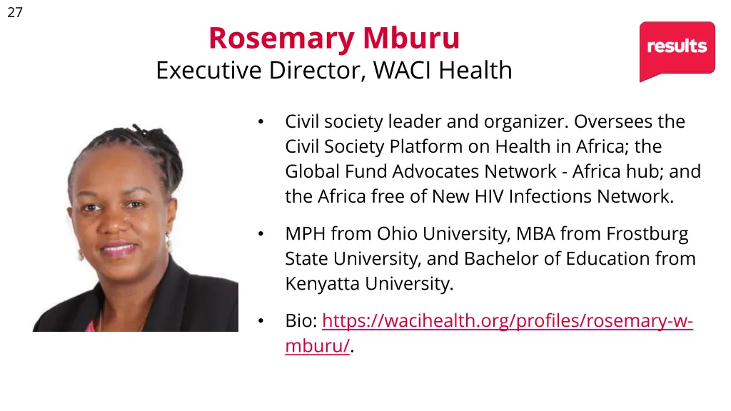 rosemary mburu executive director waci health