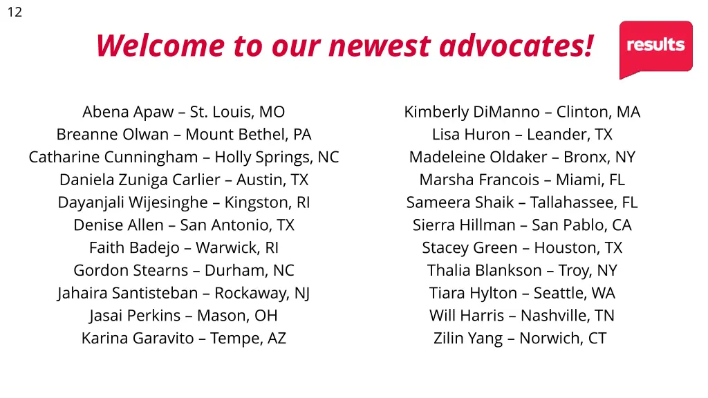 welcome to our newest advocates